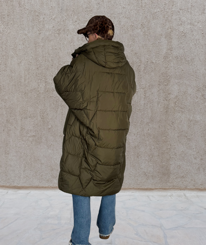 Puffer Parka oversized Khaki "Big Pockets"