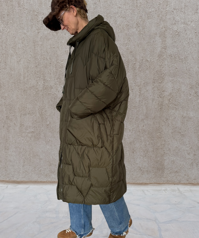 Puffer Parka oversized Khaki "Big Pockets"