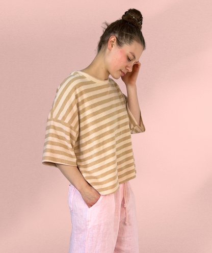 Frotteeshirt Streifen "Beige"