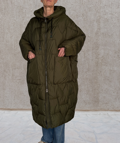 Puffer Parka oversized Khaki "Big Pockets"