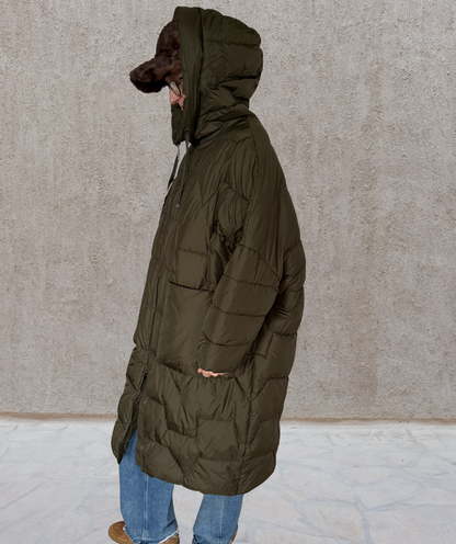 Puffer Parka oversized Khaki "Big Pockets"
