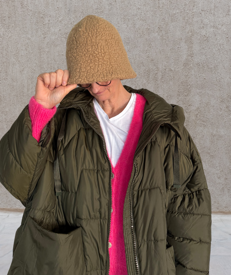 Puffer Parka oversized Khaki "Big Pockets"