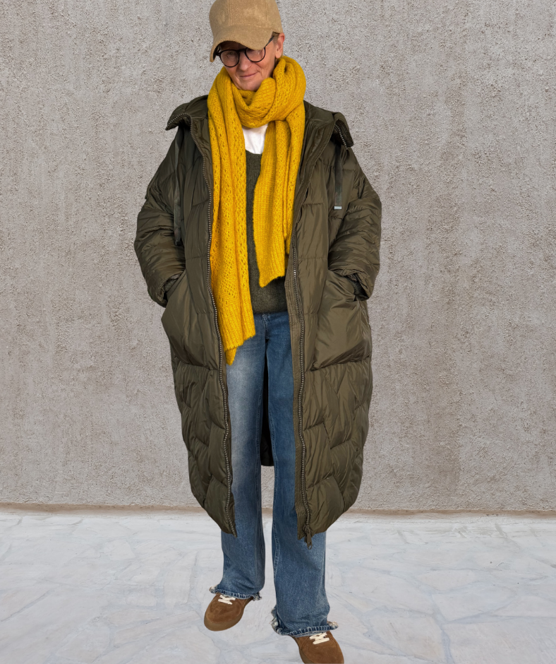 Puffer Parka oversized Khaki "Big Pockets"