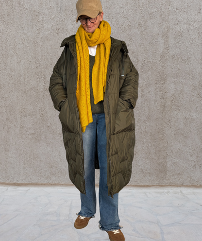 Puffer Parka oversized Khaki "Big Pockets"