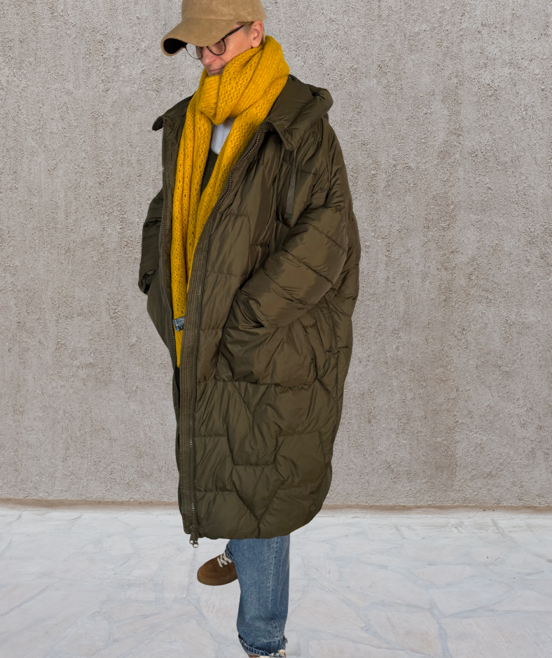 Puffer Parka oversized Khaki "Big Pockets"