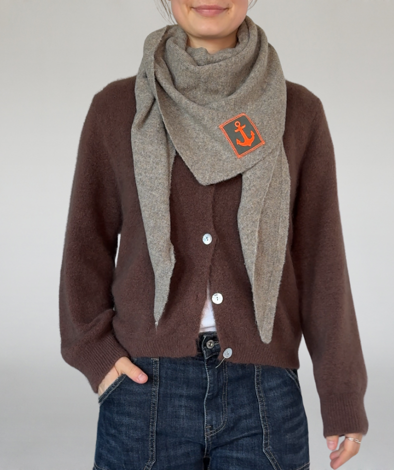 Dreieckstuch beige grau „Anker“