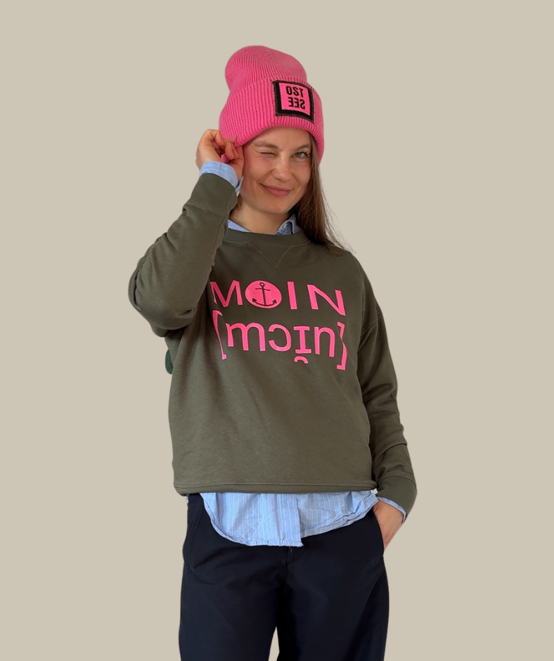 Sweatshirt boxy Khaki "Moin"