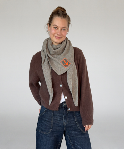 Dreieckstuch beige grau „Anker“
