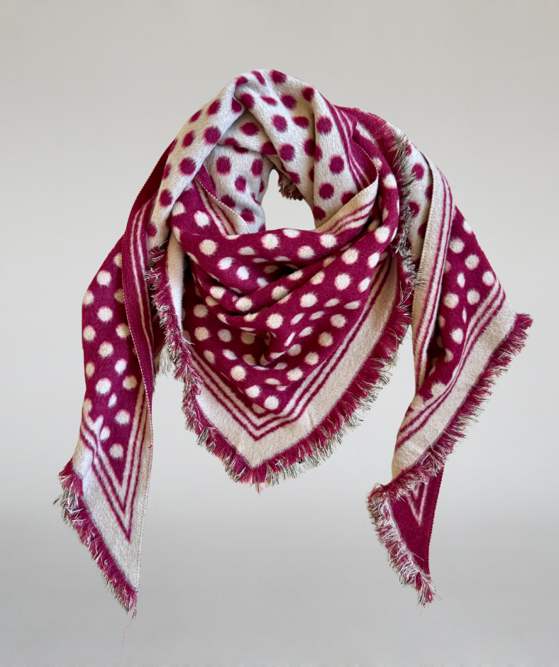 Dreieckstuch Polkadots burgundy / beige