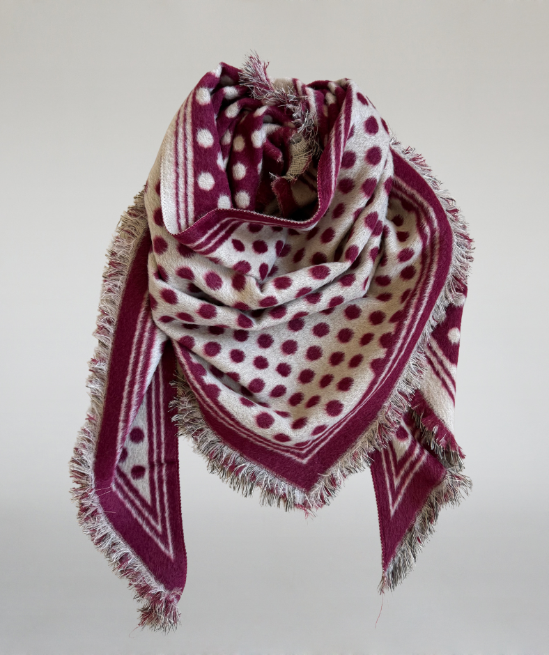 Dreieckstuch Polkadots burgundy / beige
