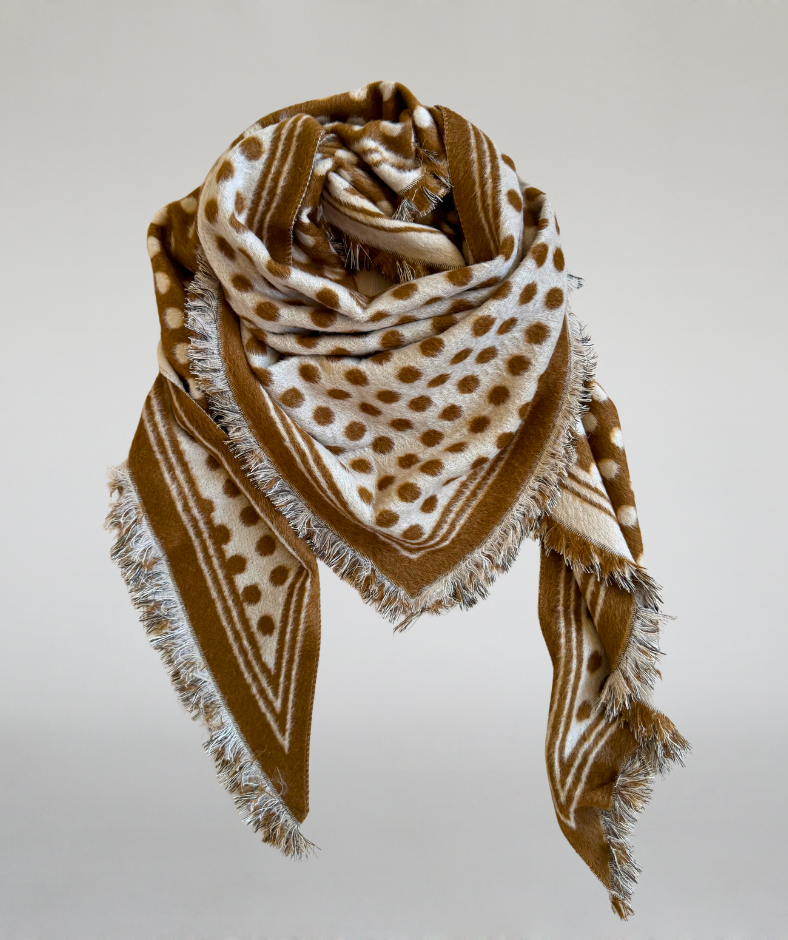Dreieckstuch Polkadots dunkelbeige / hellbeige