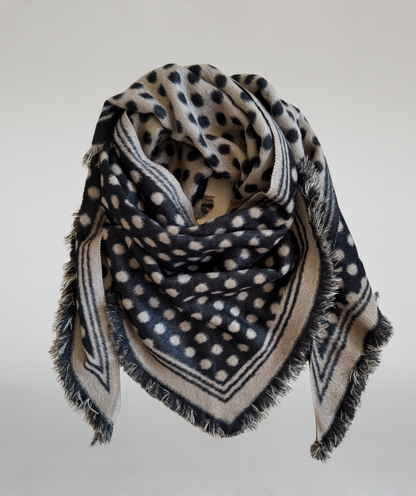 Dreieckstuch Polkadots schwarz / beige