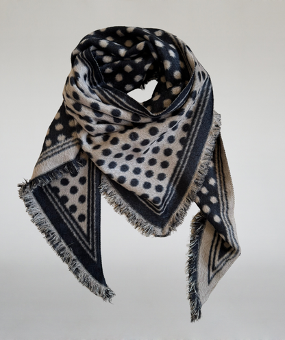 Dreieckstuch Polkadots schwarz / beige