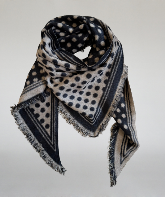 Dreieckstuch Polkadots schwarz / beige