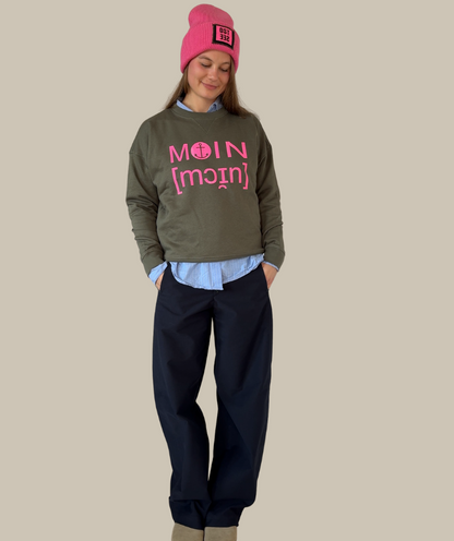 Sweatshirt boxy Khaki "Moin"