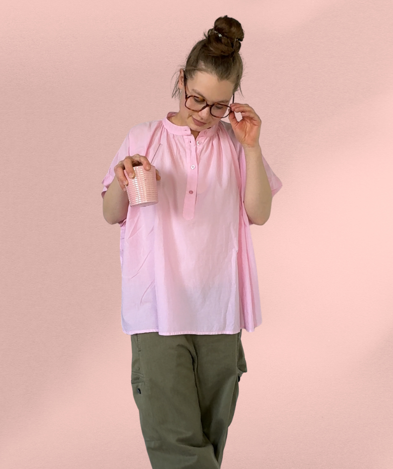 Bluse Kurzarm Rosa