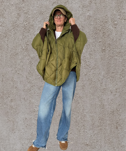 gesteppter Poncho / Puffer-poncho