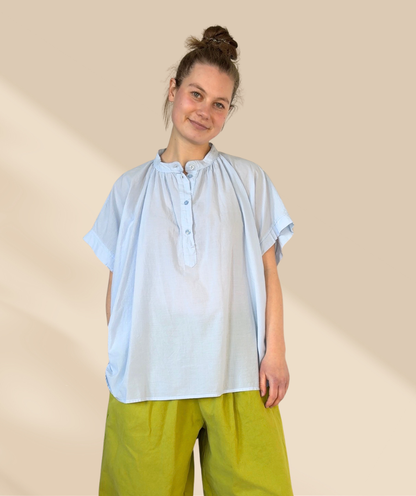 Bluse Kurzarm Himmelblau
