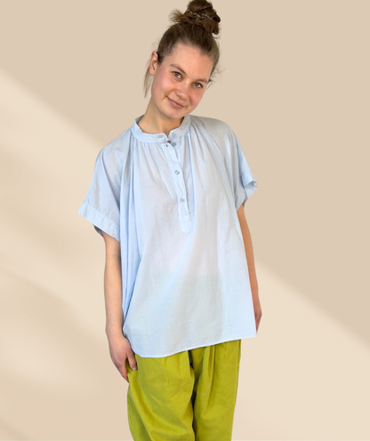 Bluse Kurzarm Himmelblau
