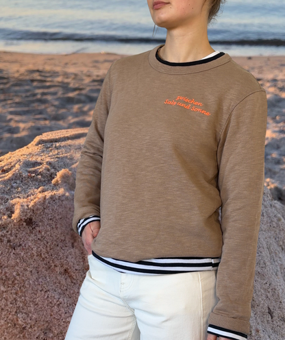 Frenchterry Sweatshirt Cappuccino-Braun "zwischen Salz und Sonne"