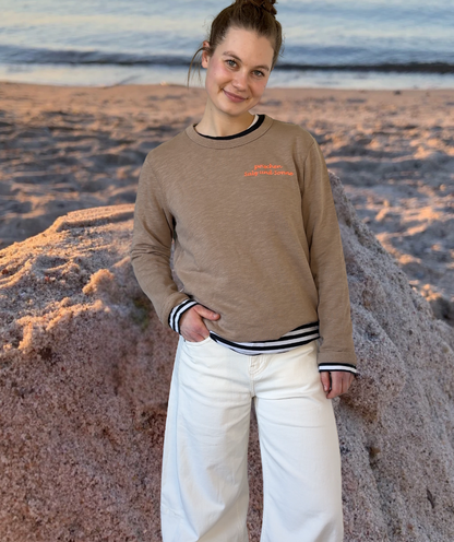 Frenchterry Sweatshirt Cappuccino-Braun "zwischen Salz und Sonne"