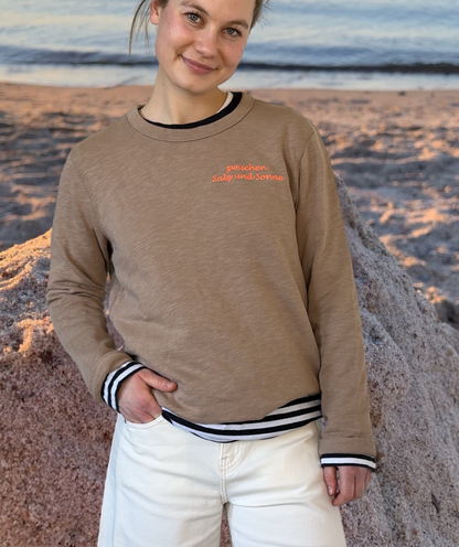 Frenchterry Sweatshirt Cappuccino-Braun "zwischen Salz und Sonne"