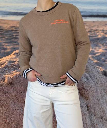 Frenchterry Sweatshirt Cappuccino-Braun "zwischen Salz und Sonne"