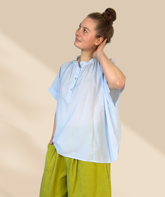 Bluse Kurzarm Himmelblau