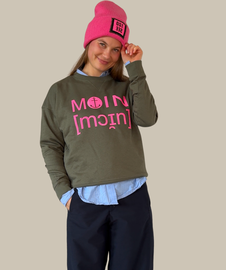 Sweatshirt boxy Khaki "Moin"