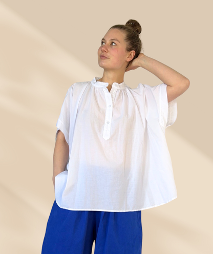 Bluse Kurzarm Weiß