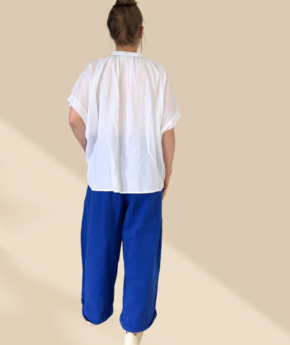 Bluse Kurzarm Weiß