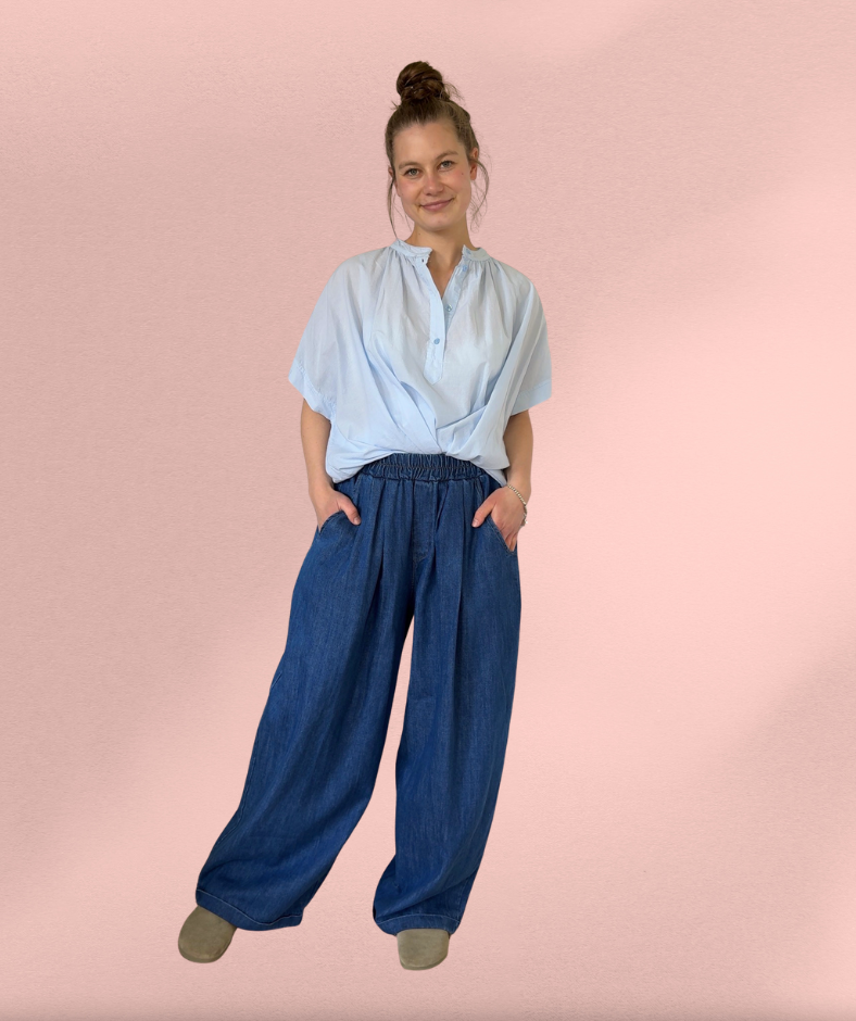 Jeans wide leg mittelblau