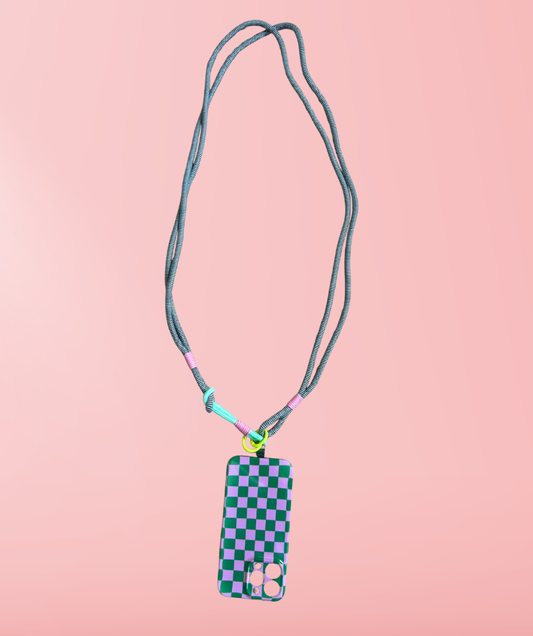 Handykette / Handyband Grau-Grün gestreift