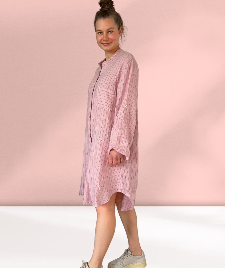Leinenkleid gestreift "Rosa"