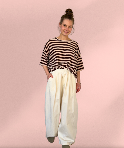 Stoffhose wide leg creme