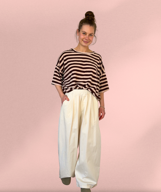 Stoffhose wide leg creme