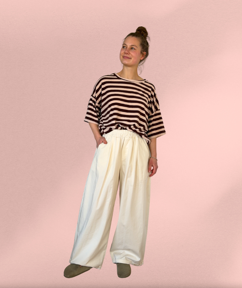 Stoffhose wide leg creme