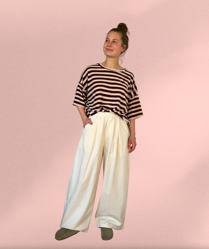 Stoffhose wide leg creme