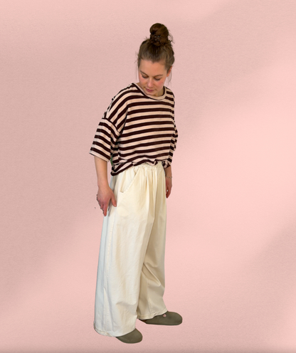 Stoffhose wide leg creme