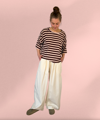 Stoffhose wide leg creme