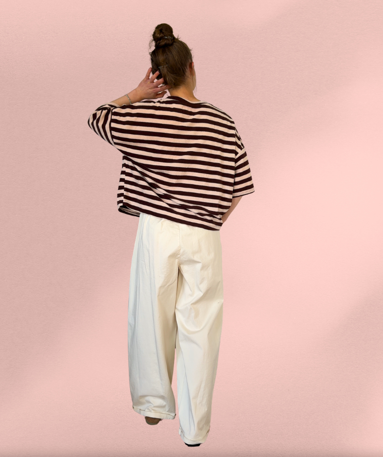 Stoffhose wide leg creme