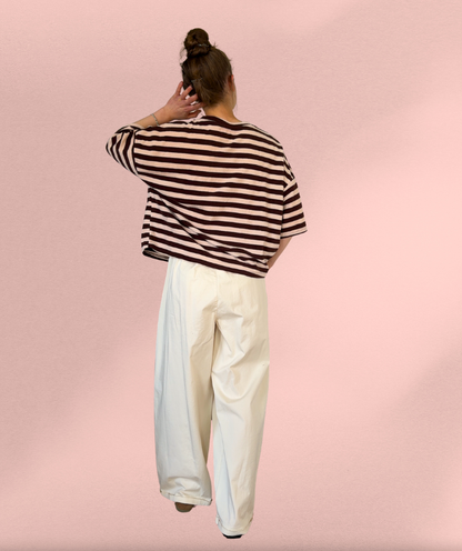 Stoffhose wide leg creme