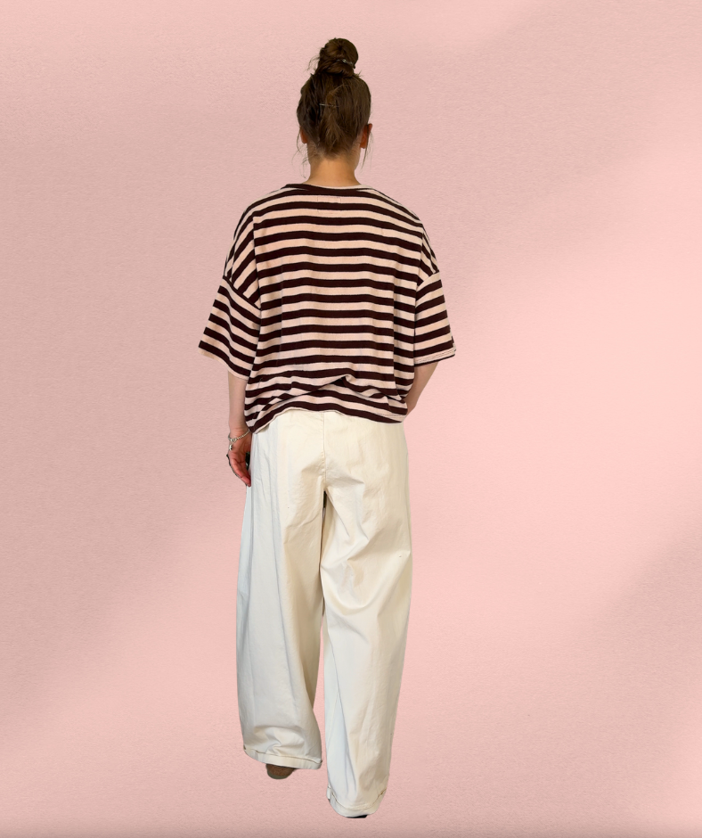 Frotteeshirt Streifen "Braun-Rosa"