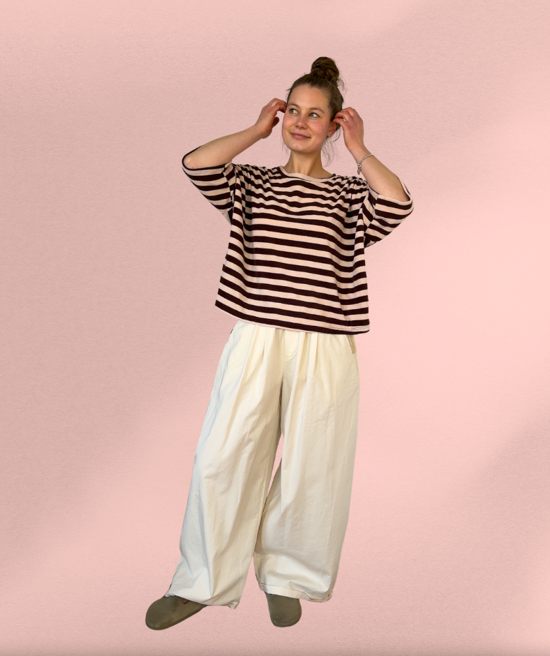Frotteeshirt Streifen "Braun-Rosa"