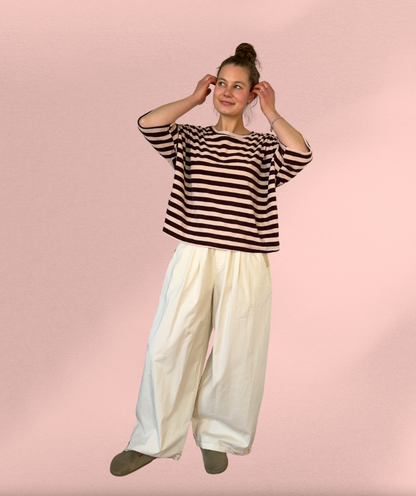 Frotteeshirt Streifen "Braun-Rosa"