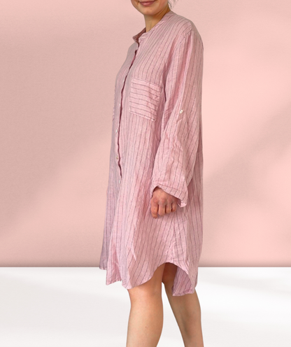 Leinenkleid gestreift "Rosa"
