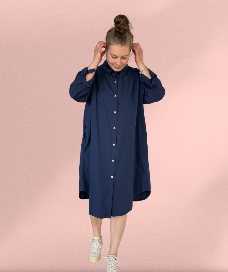 Popelinekleid Navyblau