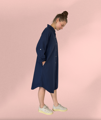 Popelinekleid Navyblau