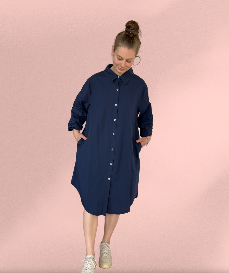 Popelinekleid Navyblau