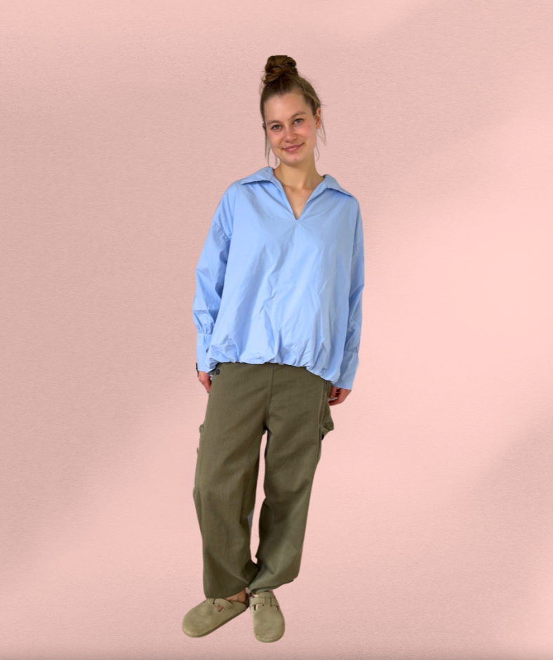 Popelinebluse Comfy "Blau"